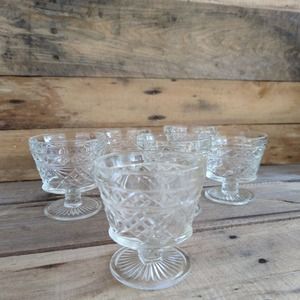 Vtg 1957 6 Clear Champagne Sherbet Glasses Big Top Peanut Butter by Hazel-Atlas